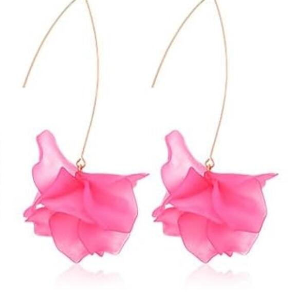 Acrylic Flower Petal Fishhook Earrings - Picture 1 of 1
